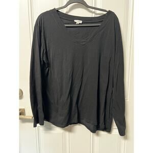Loanna Black Knit Top Shirt Blouse Women's Plus Size 1X Short Sleeve Minimalist